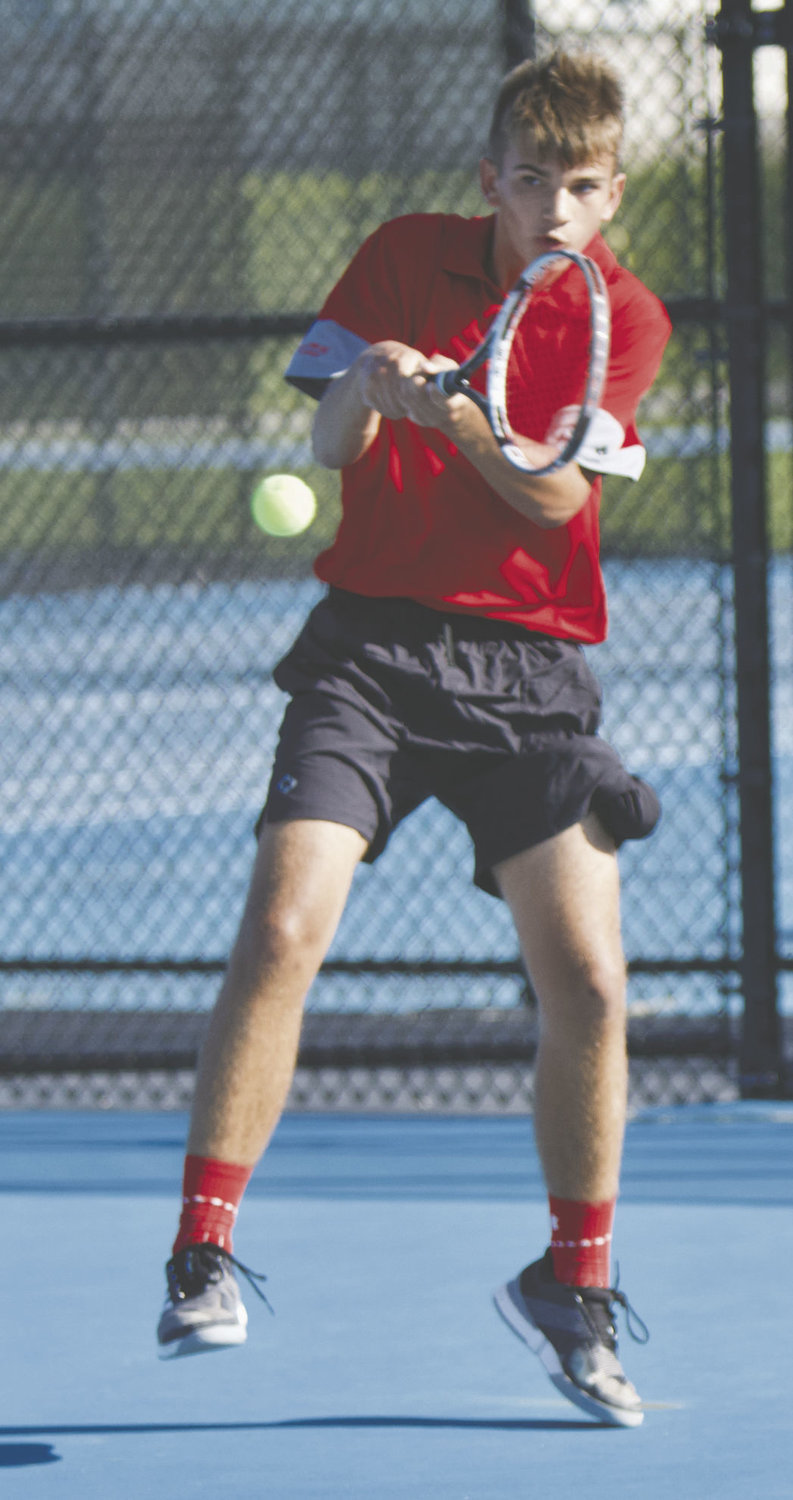 Southmont's Adam Cox outworked Crawfordsville's Austin Motz in a 6-1, 6-1 win at No. 1 singles.