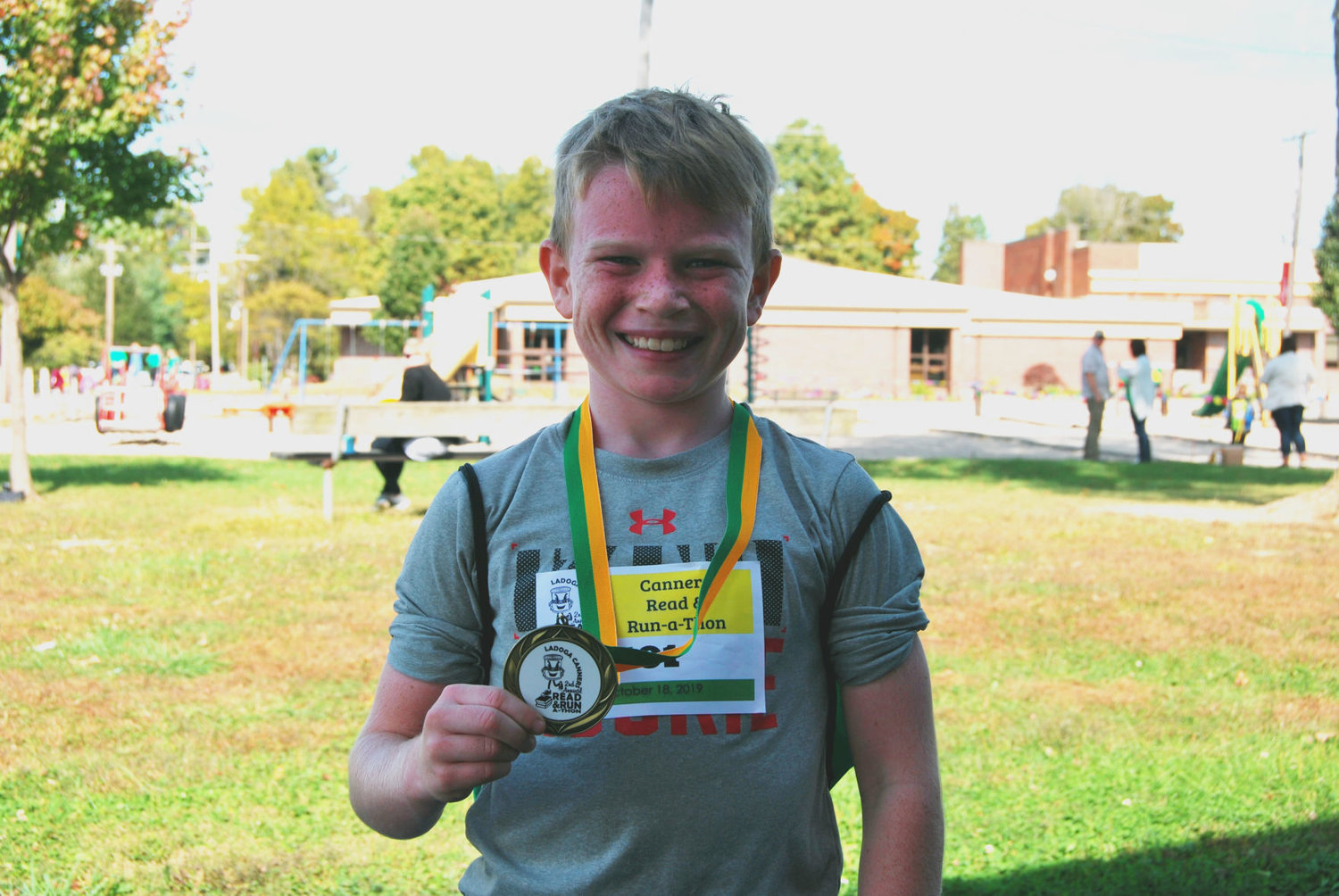 Cooper Scott, 5th Grader, finished first in the Ladoga Run-a-thon