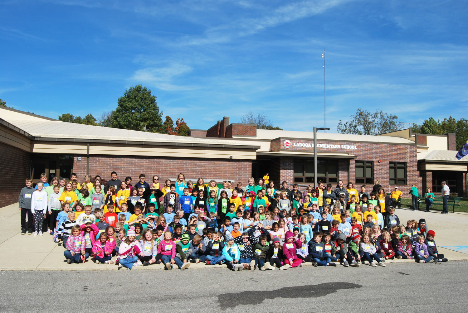 All of the students participating in the run-a-ton. Little over 190 students in total.