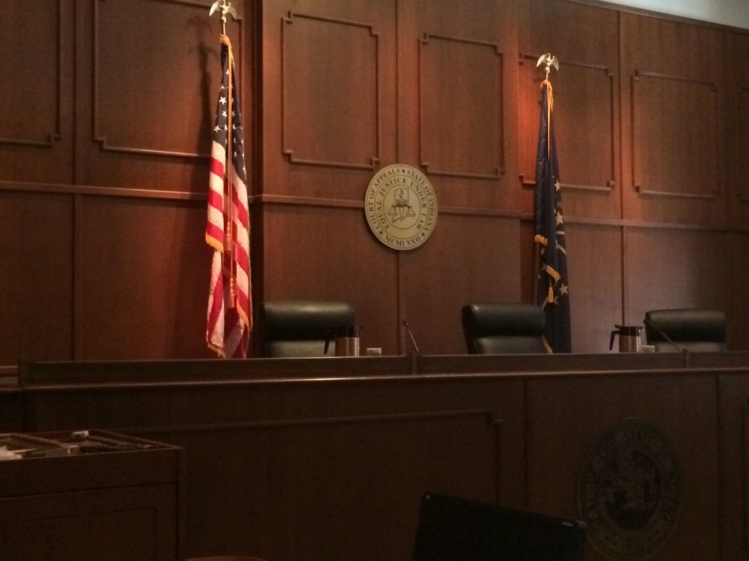 Inside the Indiana Court of Appeals courtroom at the Indiana Statehouse.