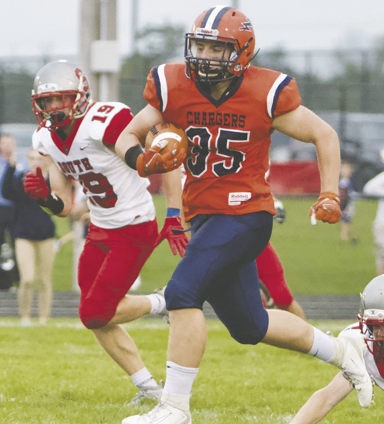 Jacob Braun runs the ball in a game earlier this season for the Chargers.