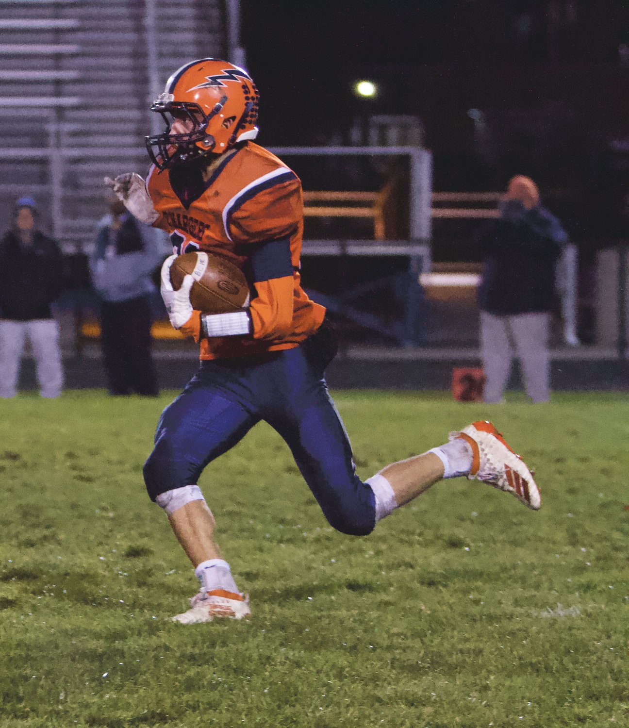 North Montgomery's Kade Kobel caught six passes for 73 yards in the Chargers 49-12 loss.