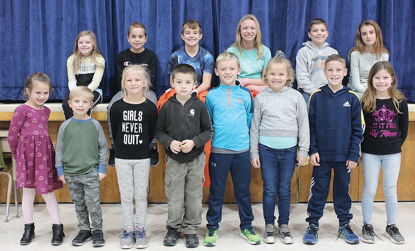 Southeast Fountain Elementary Students of the Month for October are, from left, front row, Ellie Pithoud and Hudson Allen, kindergarten; Lilly Crowder and Rion Hathaway, first grade; Scott Bacon and Kynlie Brooker, second grade; and Tucker Ashwill and Gracey Pippin, third grade; and back row, Chloe Ayers and Gavin McCollum, fourth grade; Ayden Batchelor and Bella Bacon, fifth grade; and Wyatt Clark and Sophie Smith, sixth grade..