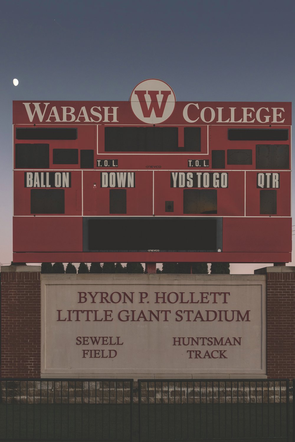 Wabash College/Tom Runge
The iconic scoreboard at Wabash along with the rest of the stadium will come down to make room for a new football stadium set to open next fall.