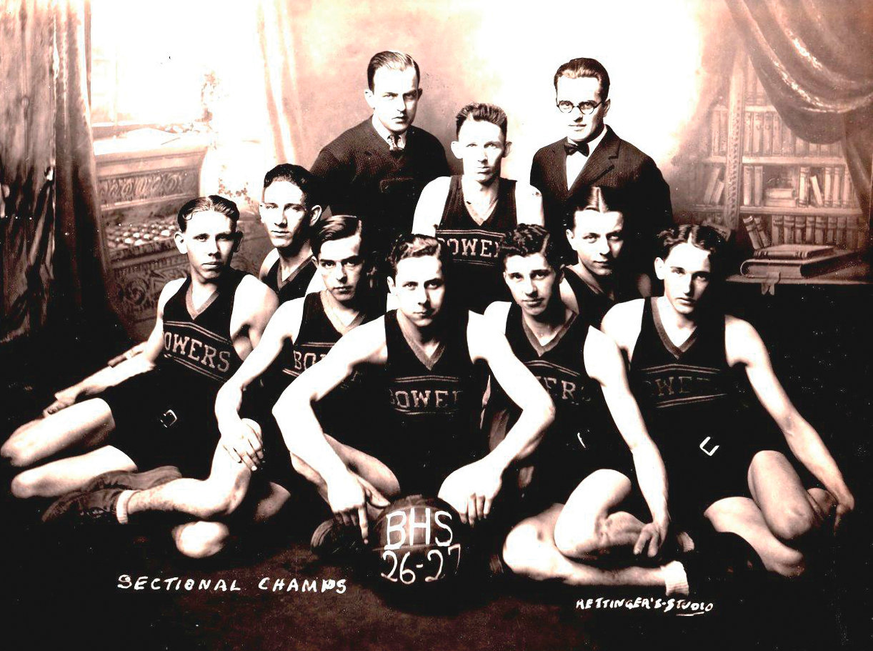 Bowers won their only basketball sectional in 1927. The first team outside of Crawfordsville and Wingate to win the Crawfordsville Sectional.