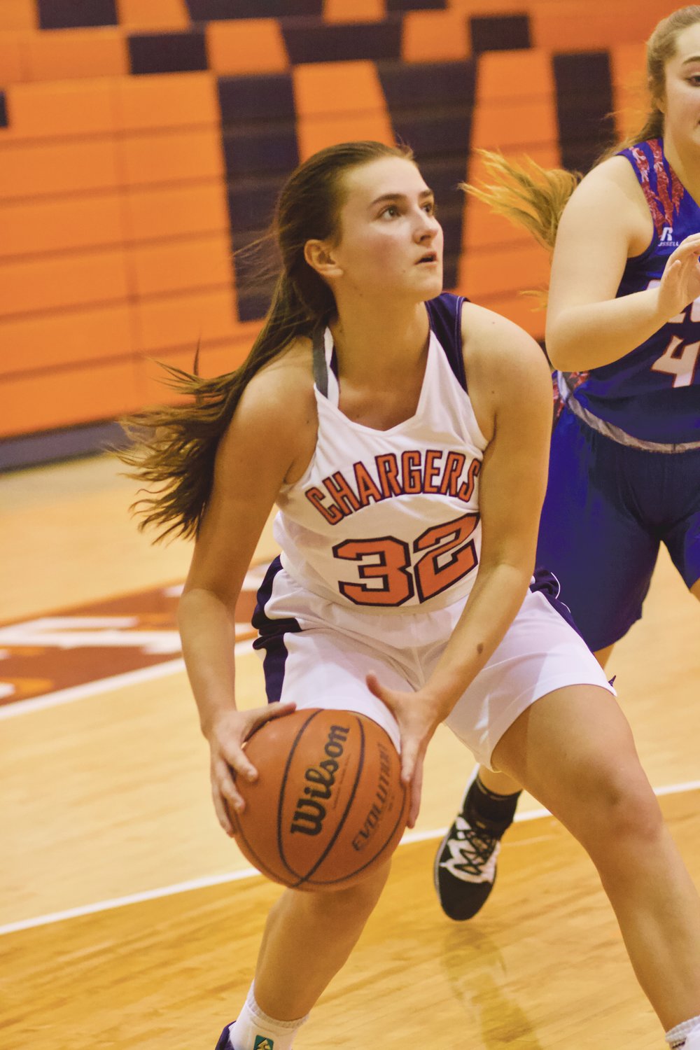 North Montgomery senior Emily Sennett scored 12 points in the Chargers 54-28 win over Elwood on Tuesday.