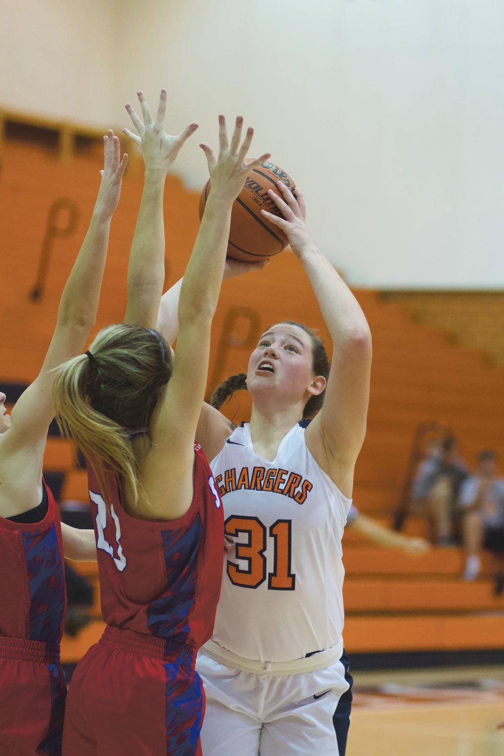 Katie Rice battles inside for North Montgomery.