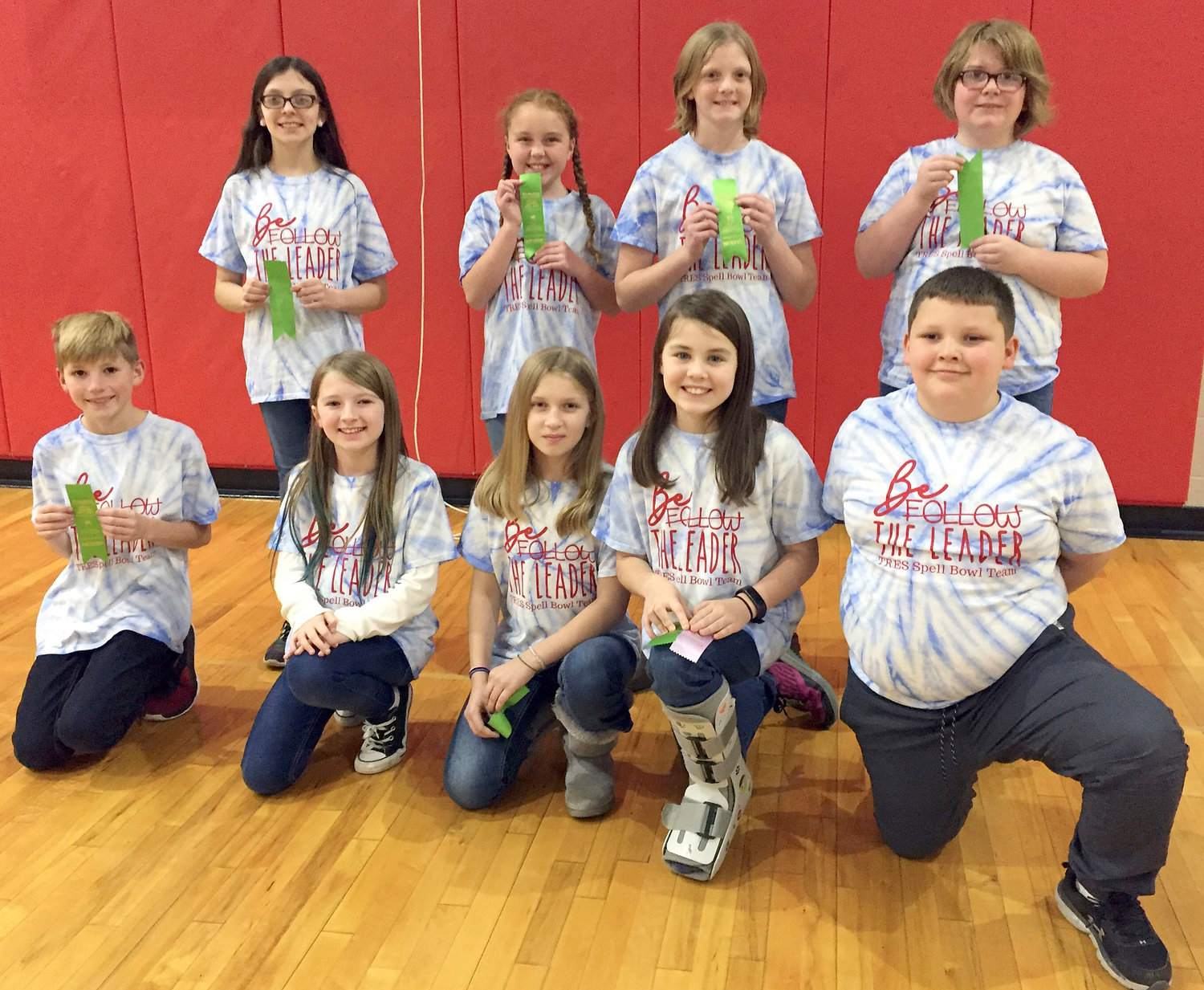 The Turkey Run Elementary spell bowl team placed fourth out of seven in the competition held at South Putnam Central Elementary. Carleigh Craycraft and Colin Ortiz had a near perfect score, only missing one word. Team members are, from left, front row, Aidan Hart, Mackenzie Reath, Savannah Cox, Carleigh Craycraft and Colin Ortiz; and back row, Mia Bowles, Destinee Stevenson, Abby Mathis and LeAnn Hartman.  .
