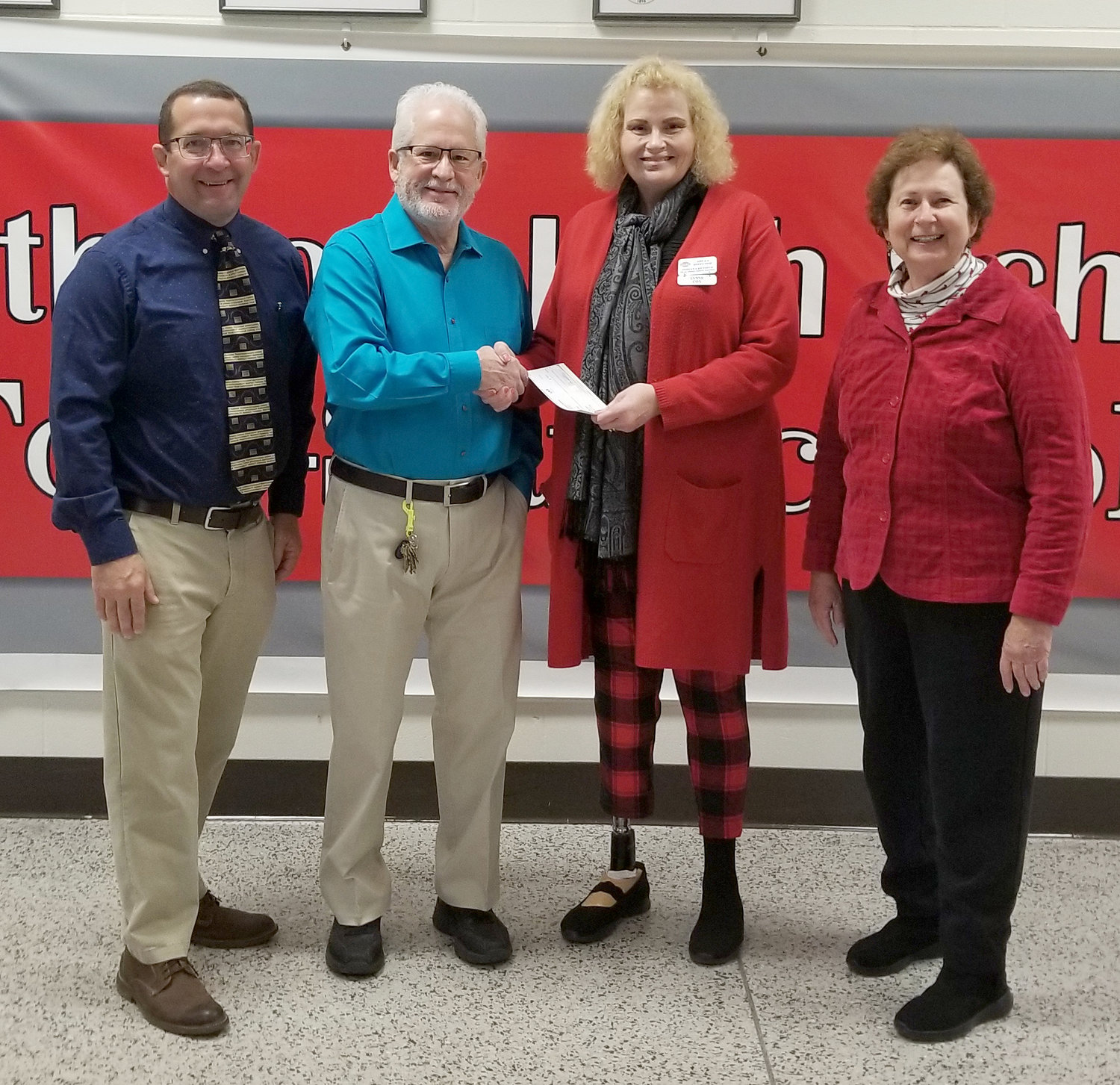Pictured from left, are Southmont High School Principal Mike Tricker, Active Teacher grant award winner Dale Hughes, Area 4 Director, Lynne Cox and Montgomery County Retired Teacher President Marilyn Spear.