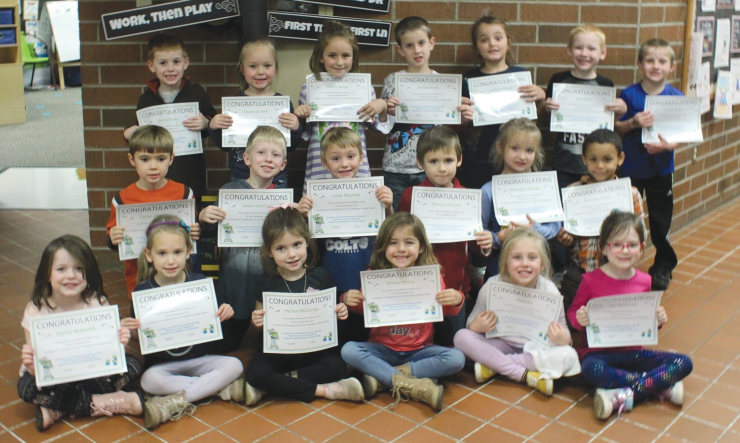 Turkey Run Elementary kindergarten students were recently recognized for completing the Homestart Reading Program. Students were sent home a folder with a children