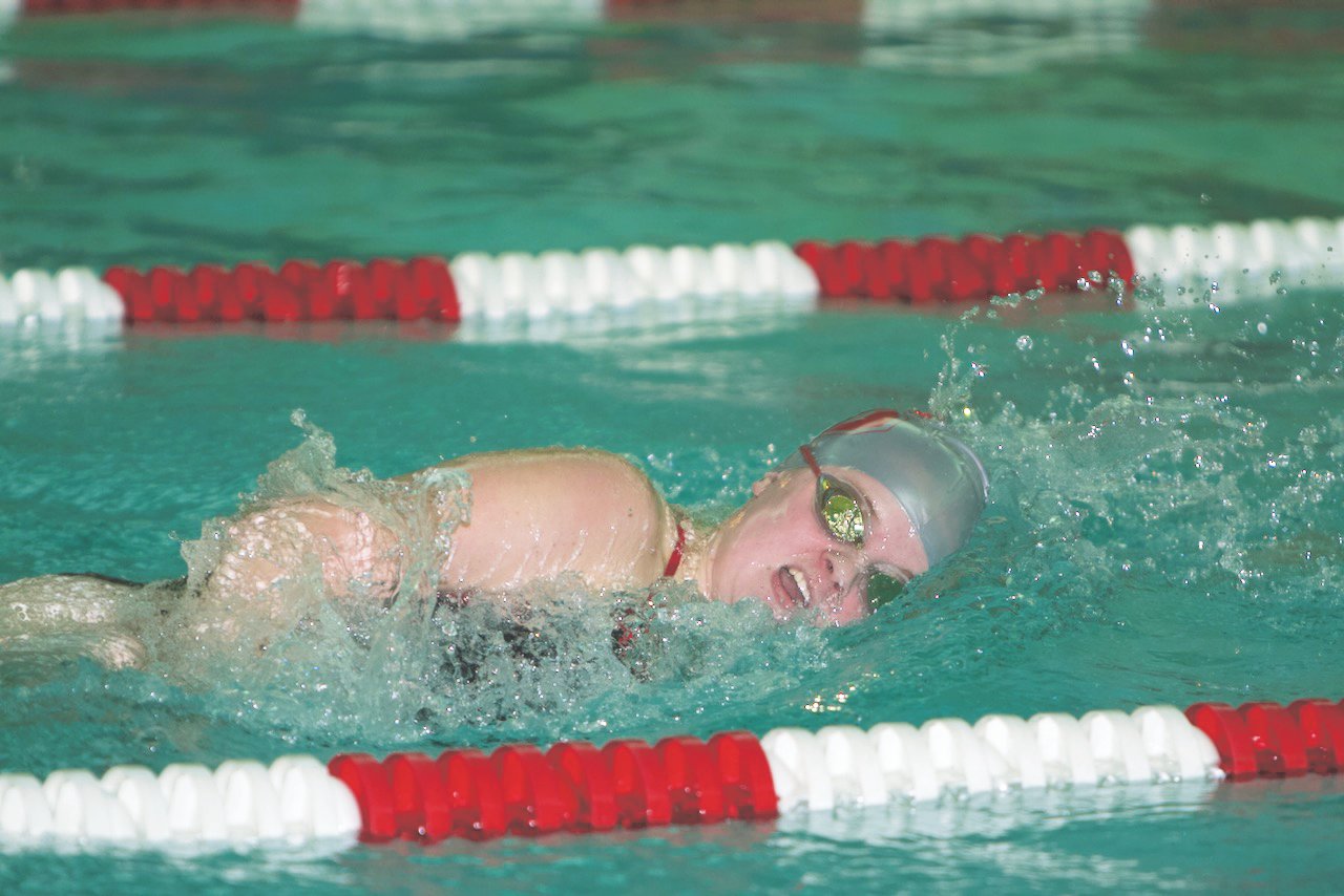 Megan Scheidler picked up a pair of wins for the Mounties in the 200 and 500 freestyle.