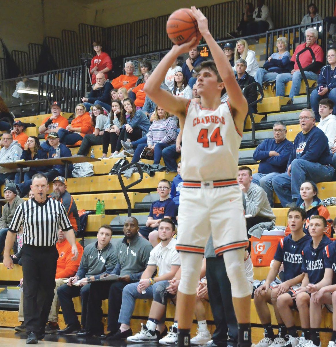 North Montgomery's Keifer Carmean gave the Chargers a spark off the bench with nine points.
