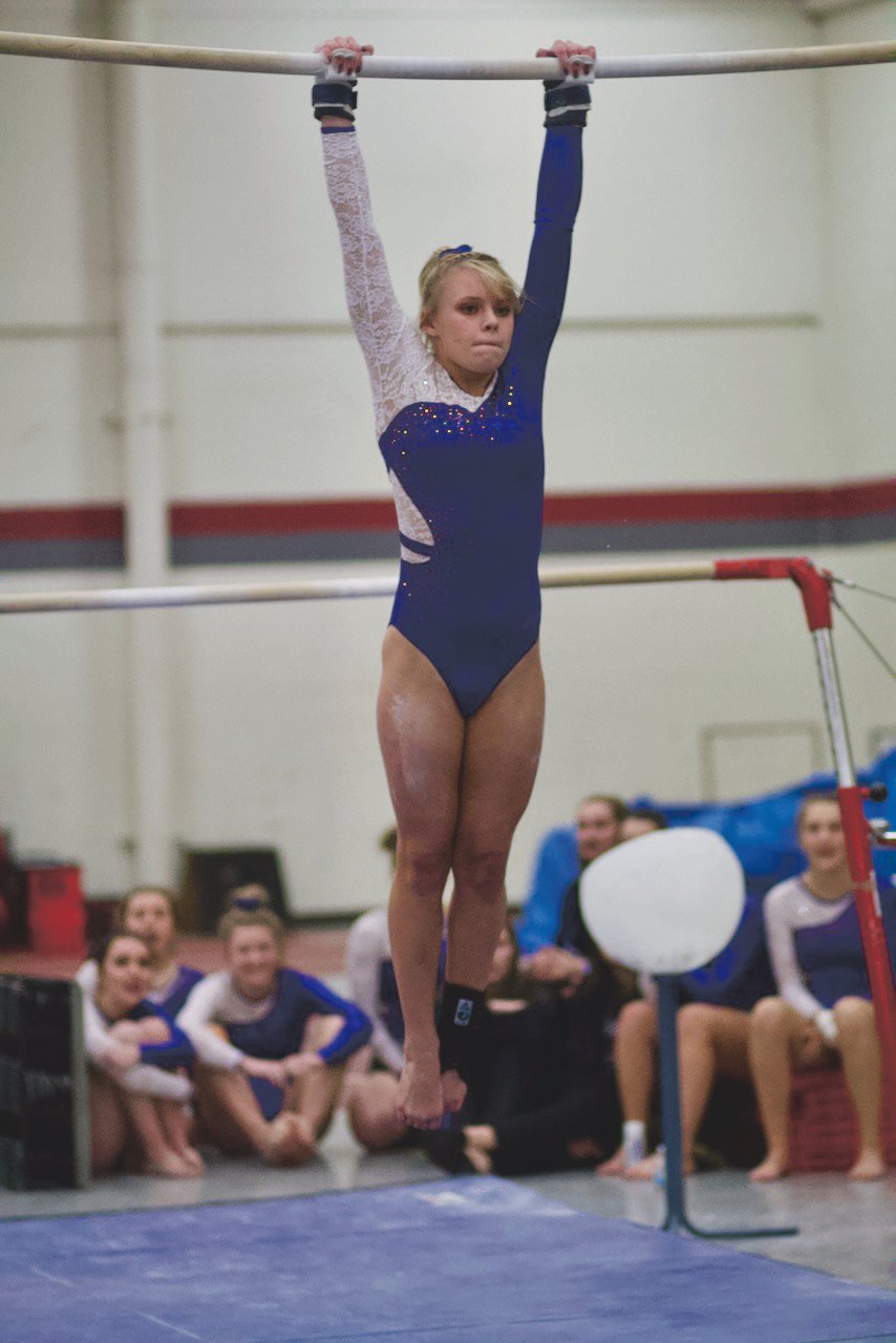 Crawfordsville's Abbie Lain won the bars with a mark of 8.775.