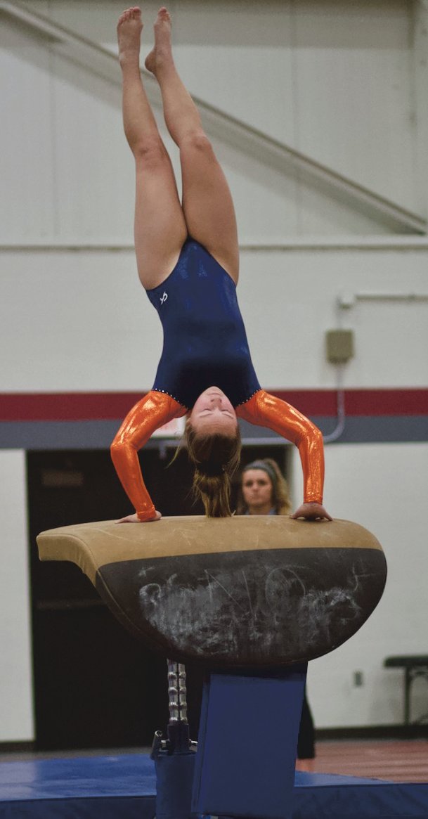 North Montgomery's Maggie Yeager competes in the vault.