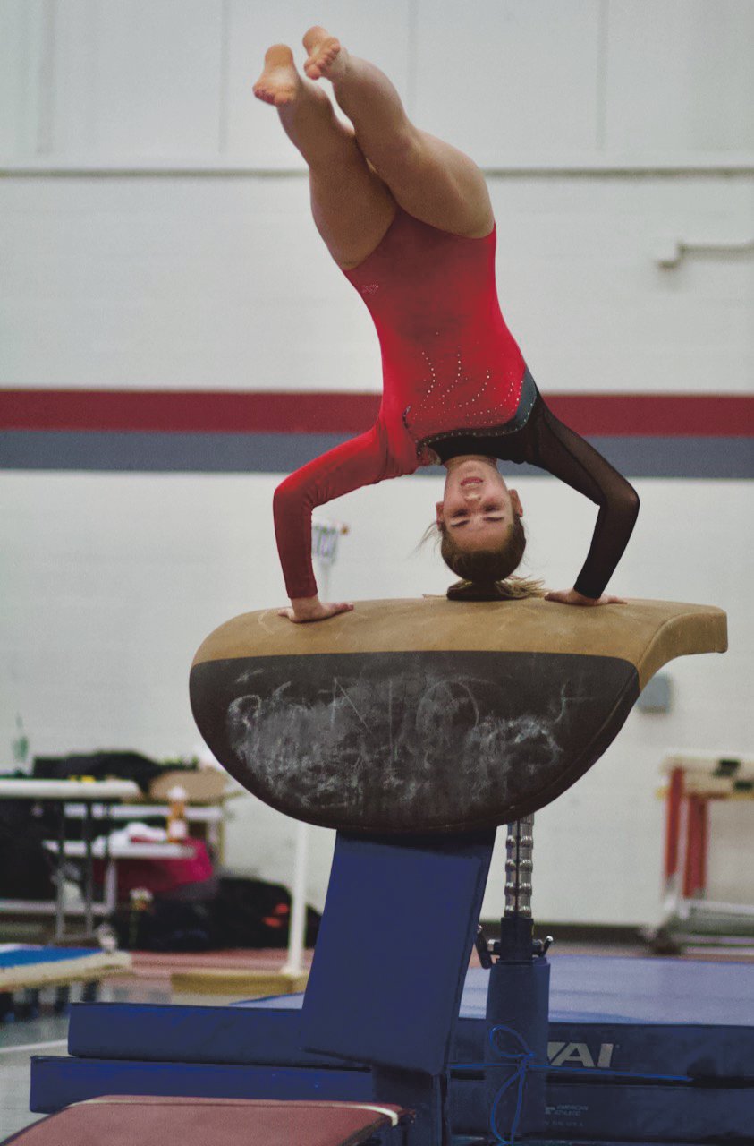 Southmont's Abi Korhorn competes on the vault.