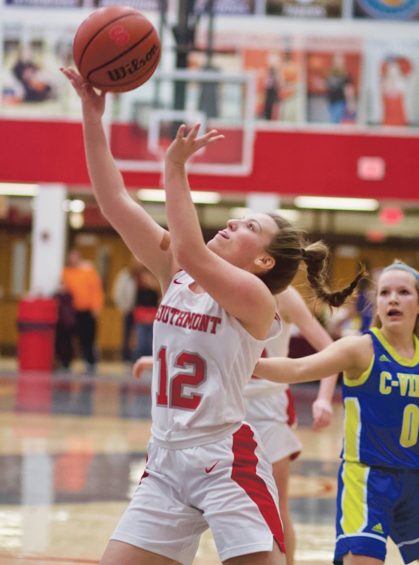 Southmont's Hannah Thompson looks to score for the Mounties. The senior hit a key 3-pointer in a 49-44 win over Crawfordsville.