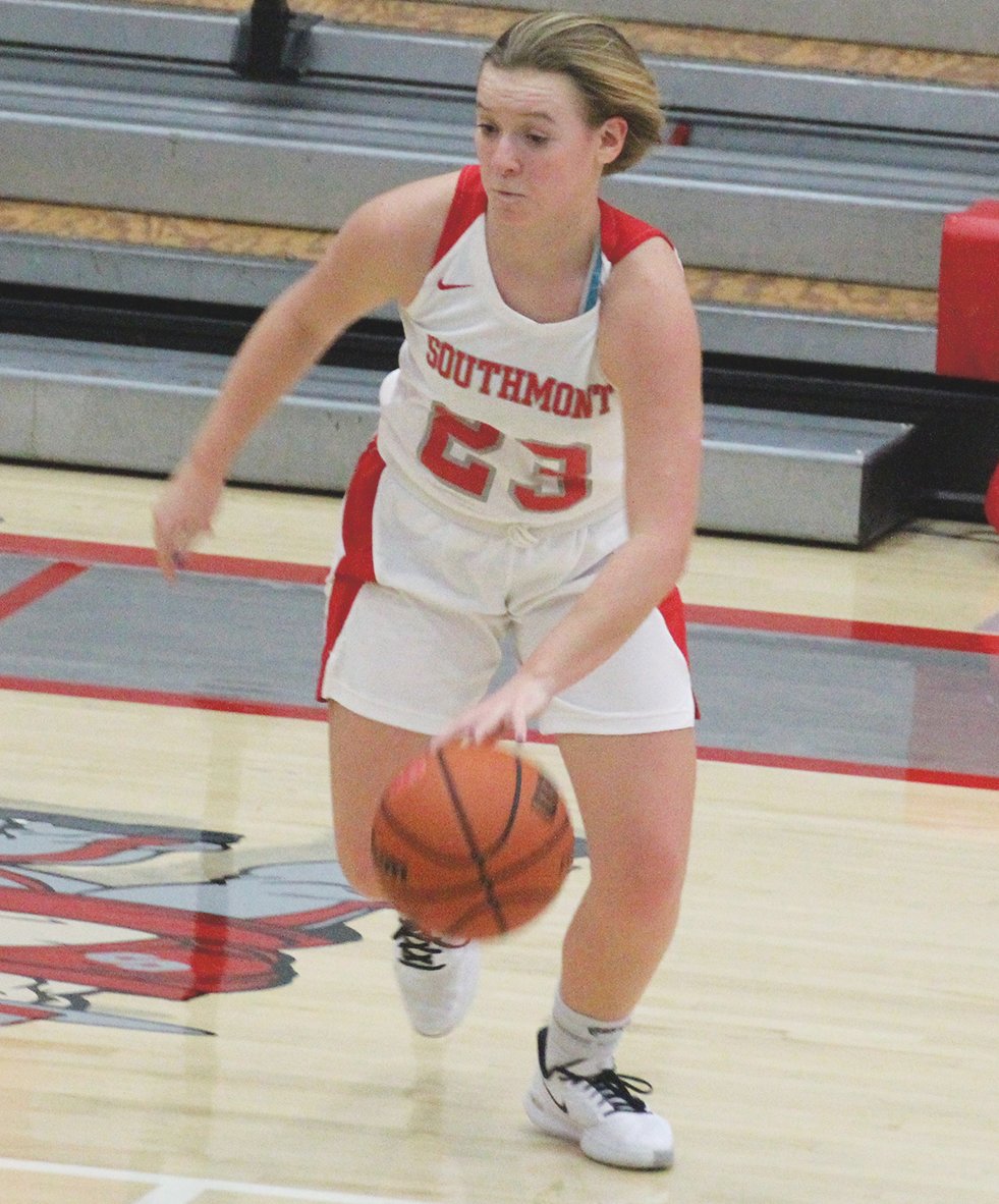 Southmont's Addi Charles looks to drive against Lebanon.