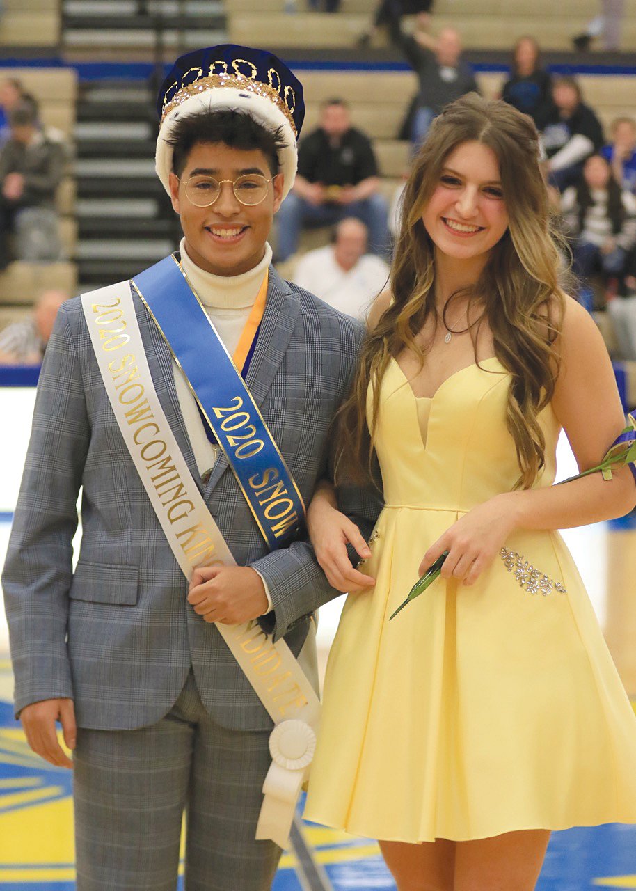 Chris Olvera was crowned Snowcoming King at Crawfordsville High School on Friday. He is pictured with escort, Jayden Azar.