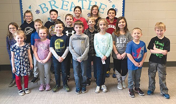 Sommer Elementary Patriot Pass winners for January were recognized for kindness and caring. They are, from left, front row, Athalia Hurt, Annabelle Tyler, Colton Benge, Brayden Leslie, Emily Seaman, Kellan Conkright and Sawyer Dickerson; middle row, Sophie Slavens, Jace Wagner, Jaron Hayes, Westin Craig and Karsyn Hubble; and back row, Kora Hinds, Laine Barnett, Kyla Oakley, Aubrey O'Dell and Drew Dark.