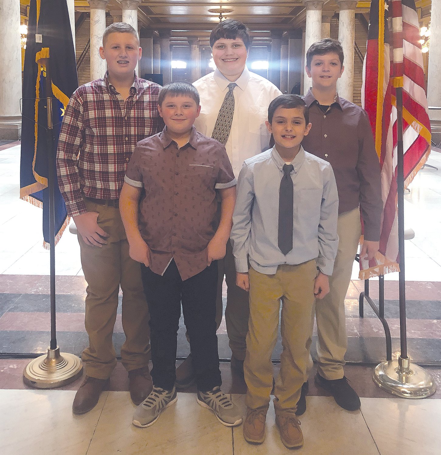 The Indiana General Assembly recognized these five students from Turkey Run Elementary and Parke Heritage Middle School for their heroic efforts on Jan. 6.