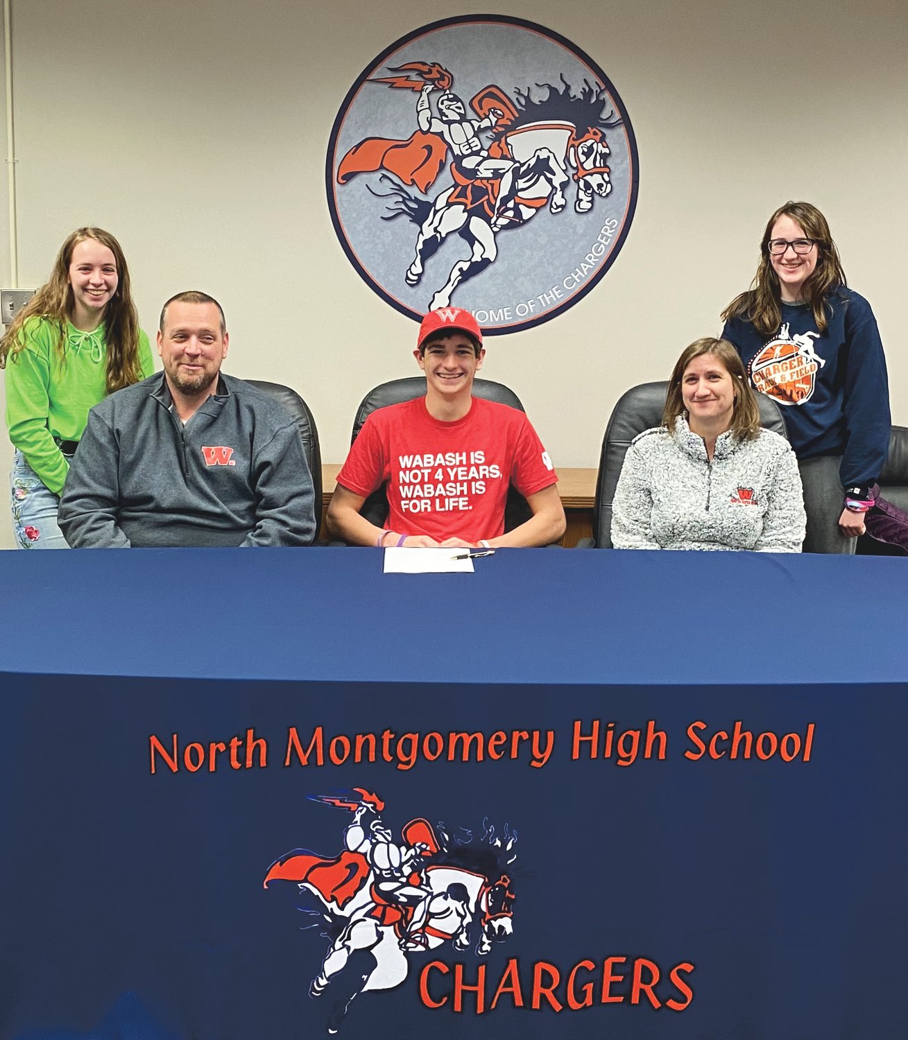 Jaron Bradford has committed to continue his academic and track and field career at Wabash College next fall. The North Montgomery senior was joined in celebration last weekend with his parents, Andy and Melissa Bradford, and his sisters Kylie and Krestyn.
