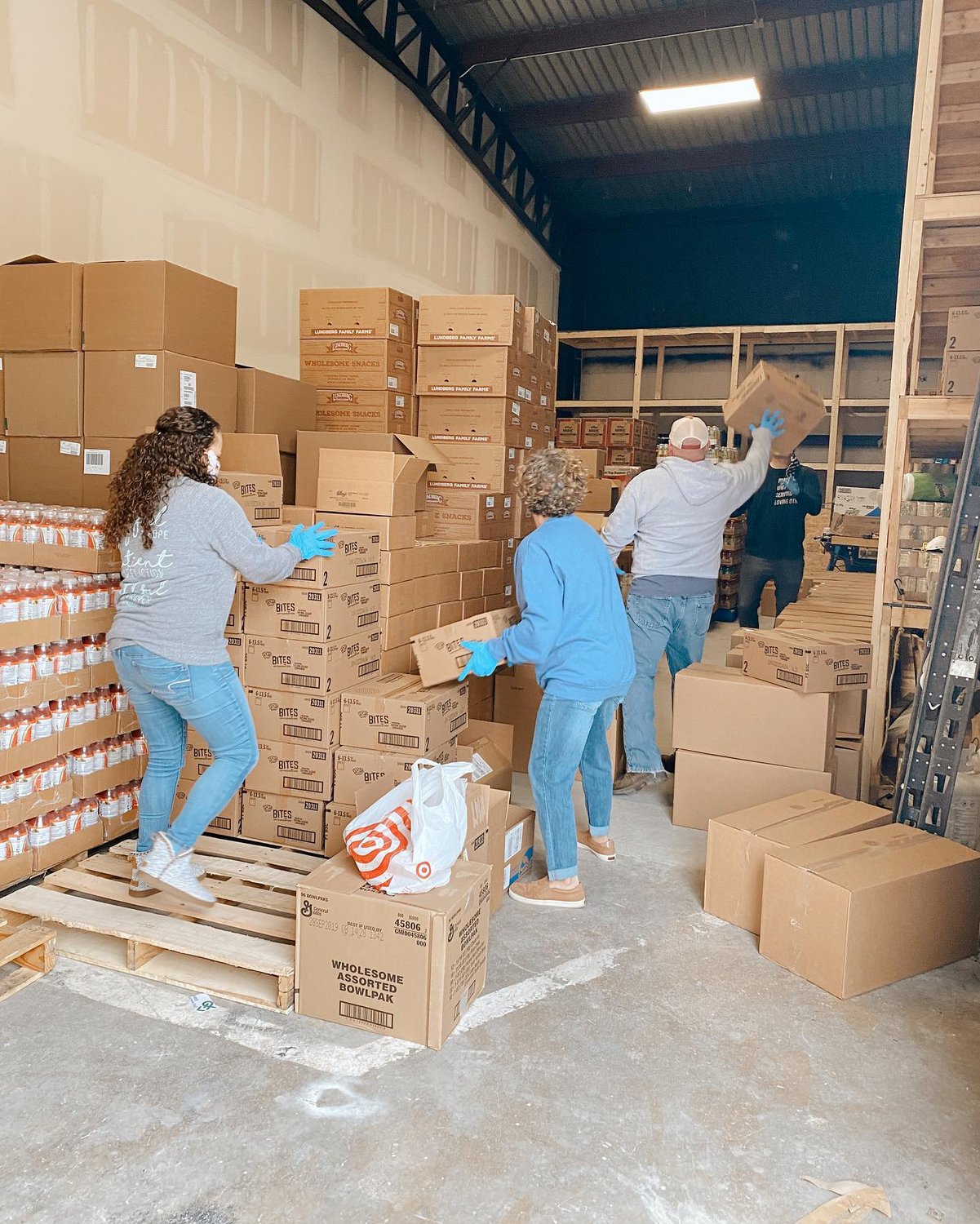 Volunteers in Missouri move supplies for the Boxes of Hope campaign. Nearly 60 churches in at least 19 states are delivering the boxes to people directly impacted by COVID-19.