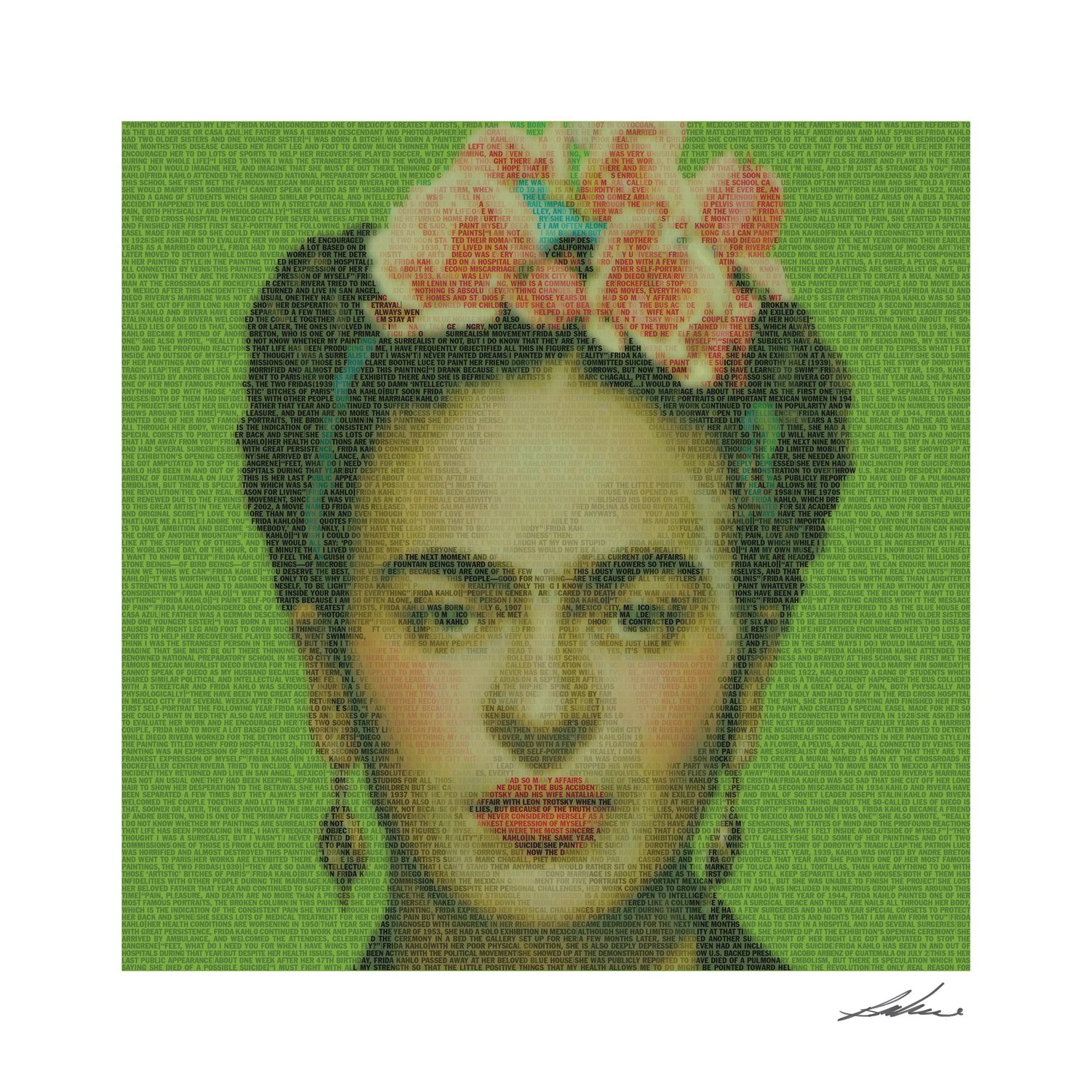 A portrait of Frida Kahlo is part of the works by Bryce Culverhouse.