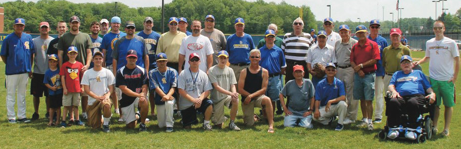 Several former players and coaches gather for the 2012 Alumni Day.