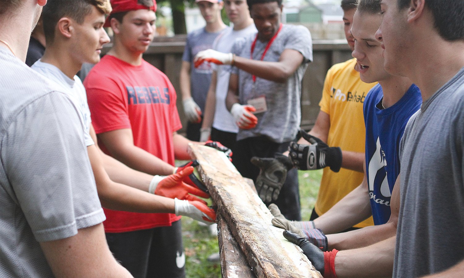 Wabash College students perform community service during the College