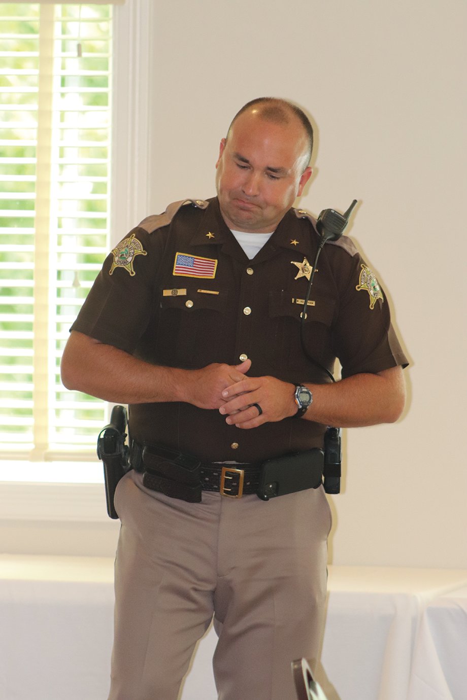 Sheriff Ryan Needham speaks during a Rotary Club meeting Wednesday at the Crawfordsville Country Club.