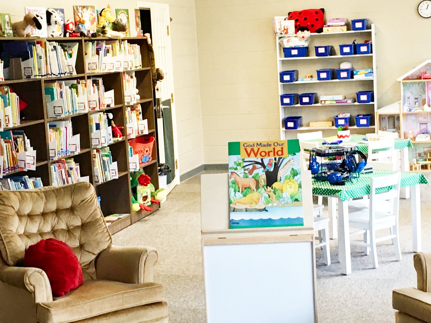 The library at Rainbows and Rhymes Preschool and Child Care was expanded as part of renovations to prepare the facility for all-day programming. Sessions began this week.