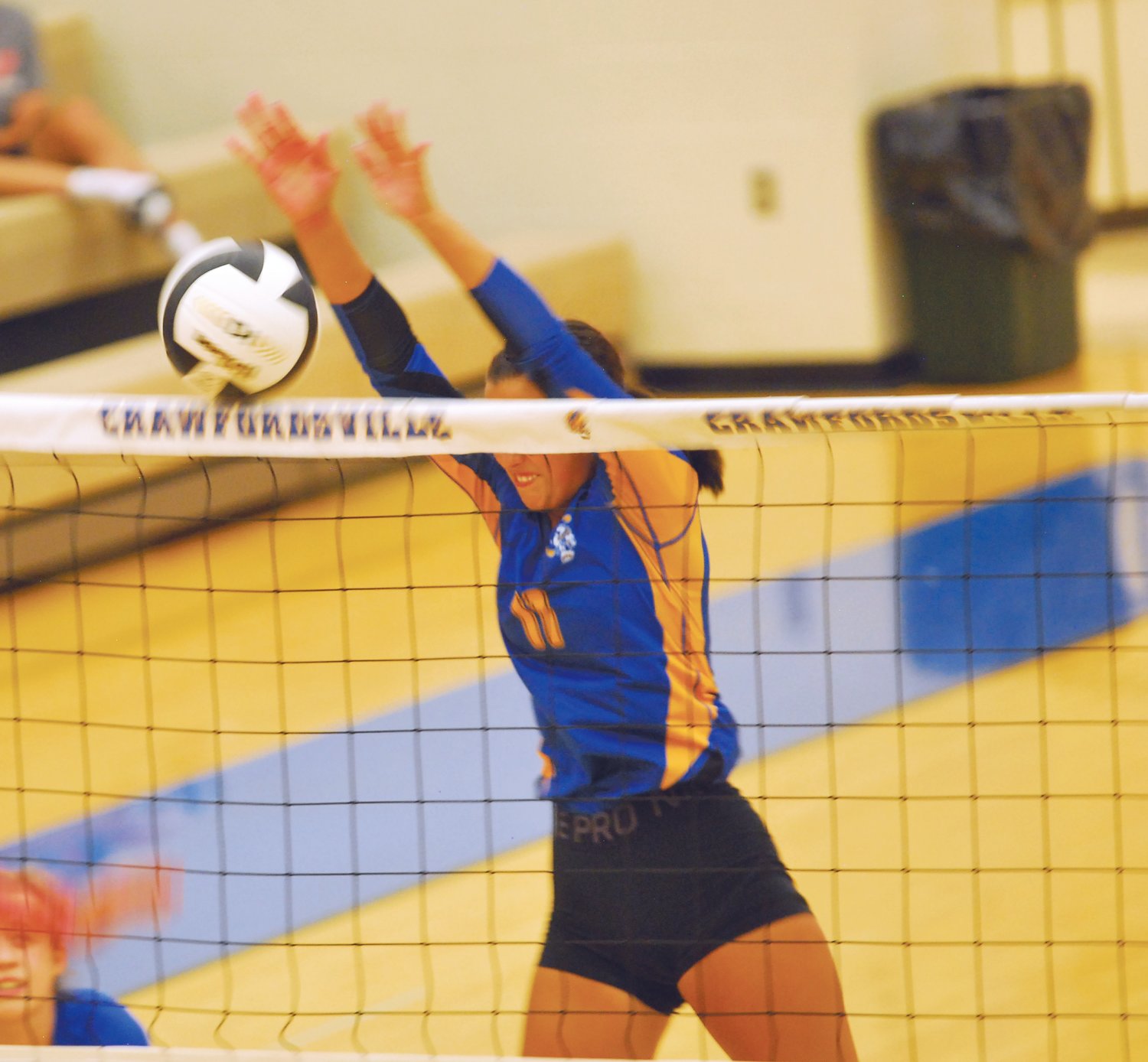Crawfordsville's Alyx Bannon earns a kill during the Athenians 3-0 sweep of Sheridan on Monday to start the 2020 season.