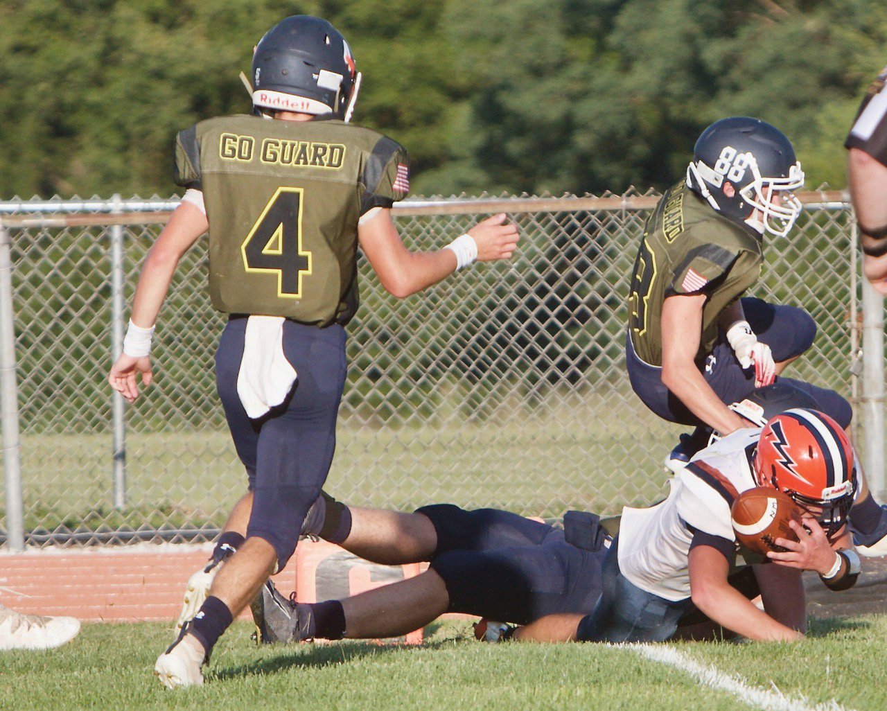 North Montgomery's Logan Kelly finds the endzone for the Chargers' first touchdown of the season.