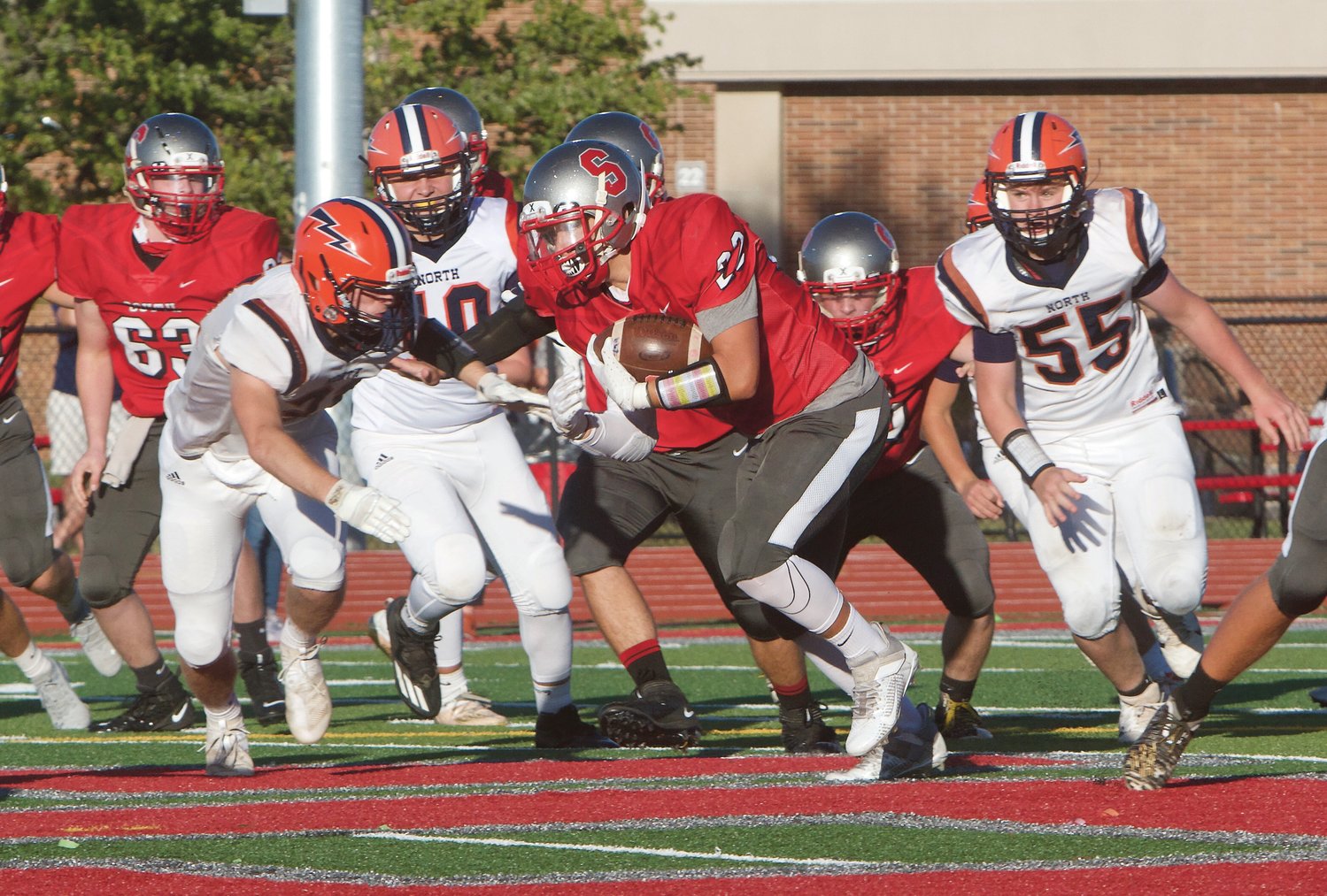 Wyatt Woodall looks for running room for Southmont against North Montgomery on Friday night.