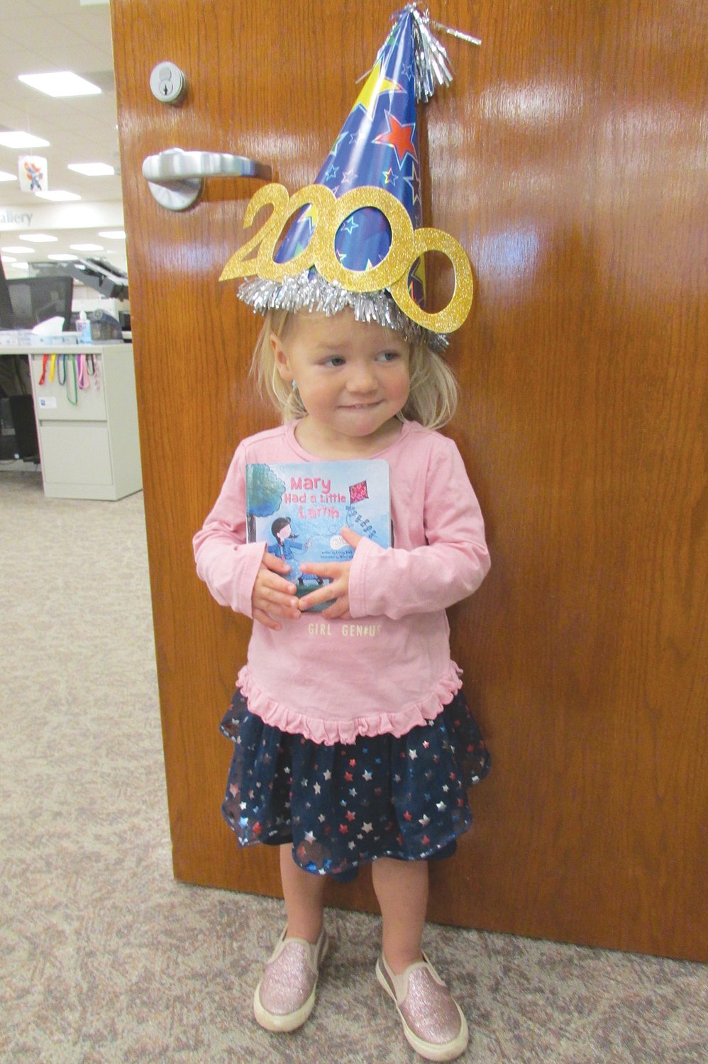 Julia Nichols, 2, has completed the Crawfordsville District Public Library program, 1,000 Books Before Kindergarten, again for the second time. Along, with her parents, Tyler and Mindy Nichols, they have read 2,000 books. Julia's favorite book is "Princess Hyacinth (The Surprising Tale of a Girl Who Floated)" by Florence Heide. Mom said, " Miss Janella and Miss Karen have been so wonderful in their modifications to the reading programs. We look forward to our weekly stories, activities and crafts to stay involved with our library friends."