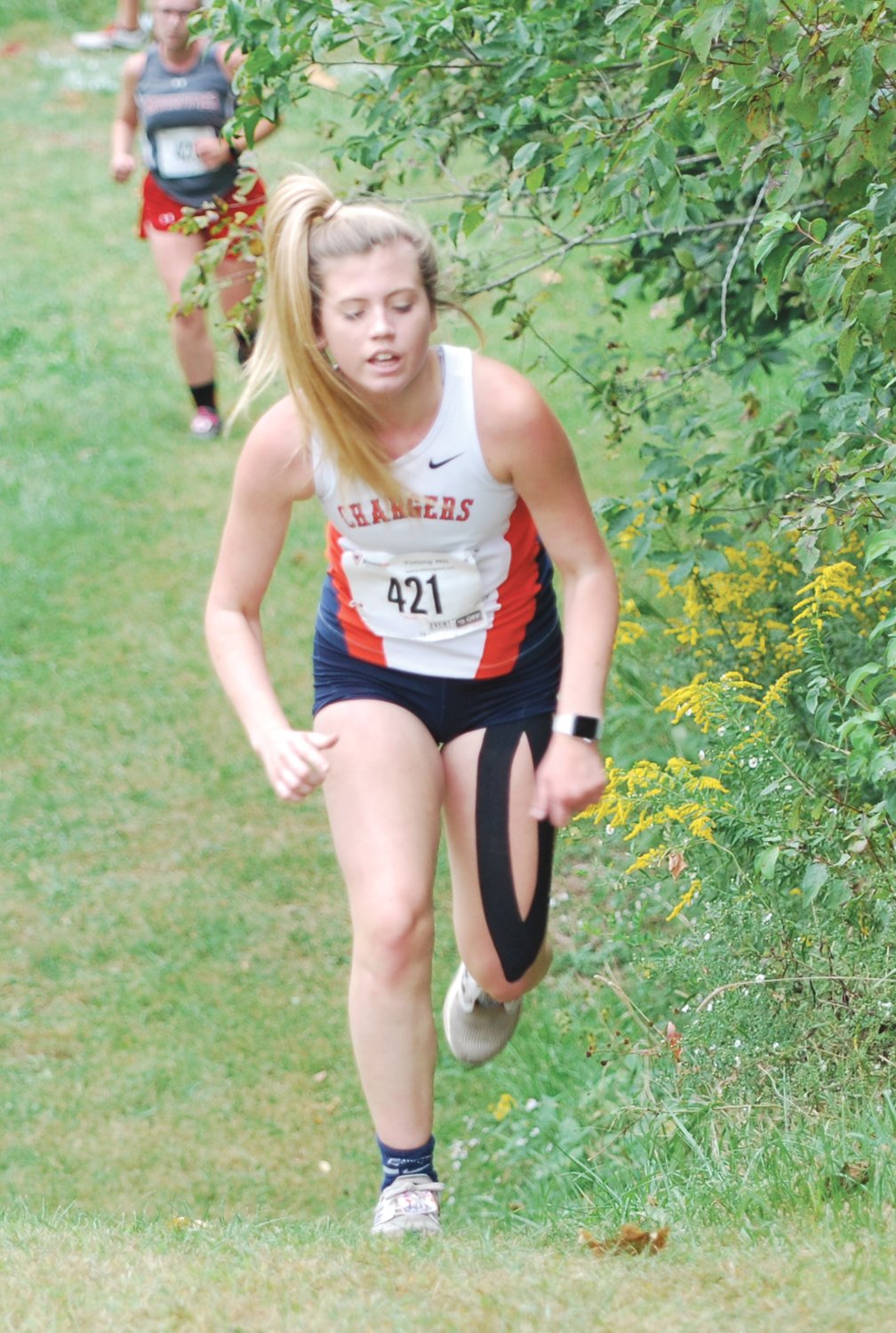 North Montgomery's Claire Bonwell placed 10th at the Montgomery County meet with a time of 26:53 on Thursday.