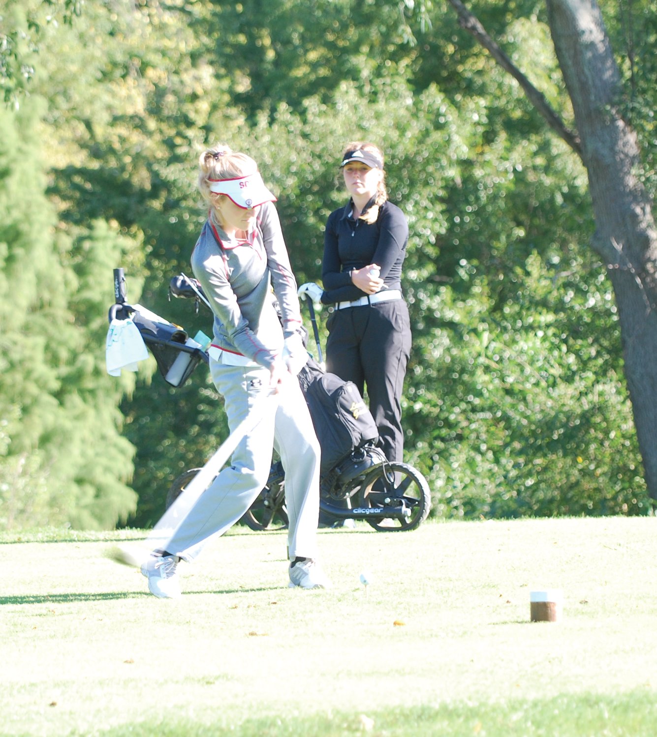 Southmont's Bailey Barker tees off on No. 3 at Harrison Hills on Saturday. Barker fired a 118.
