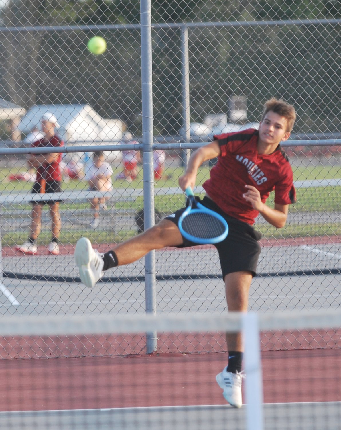 Southmont ace Adam Cox pulled off a straight-set win over Parke Heritages' Evan James at No. 1 singles.
