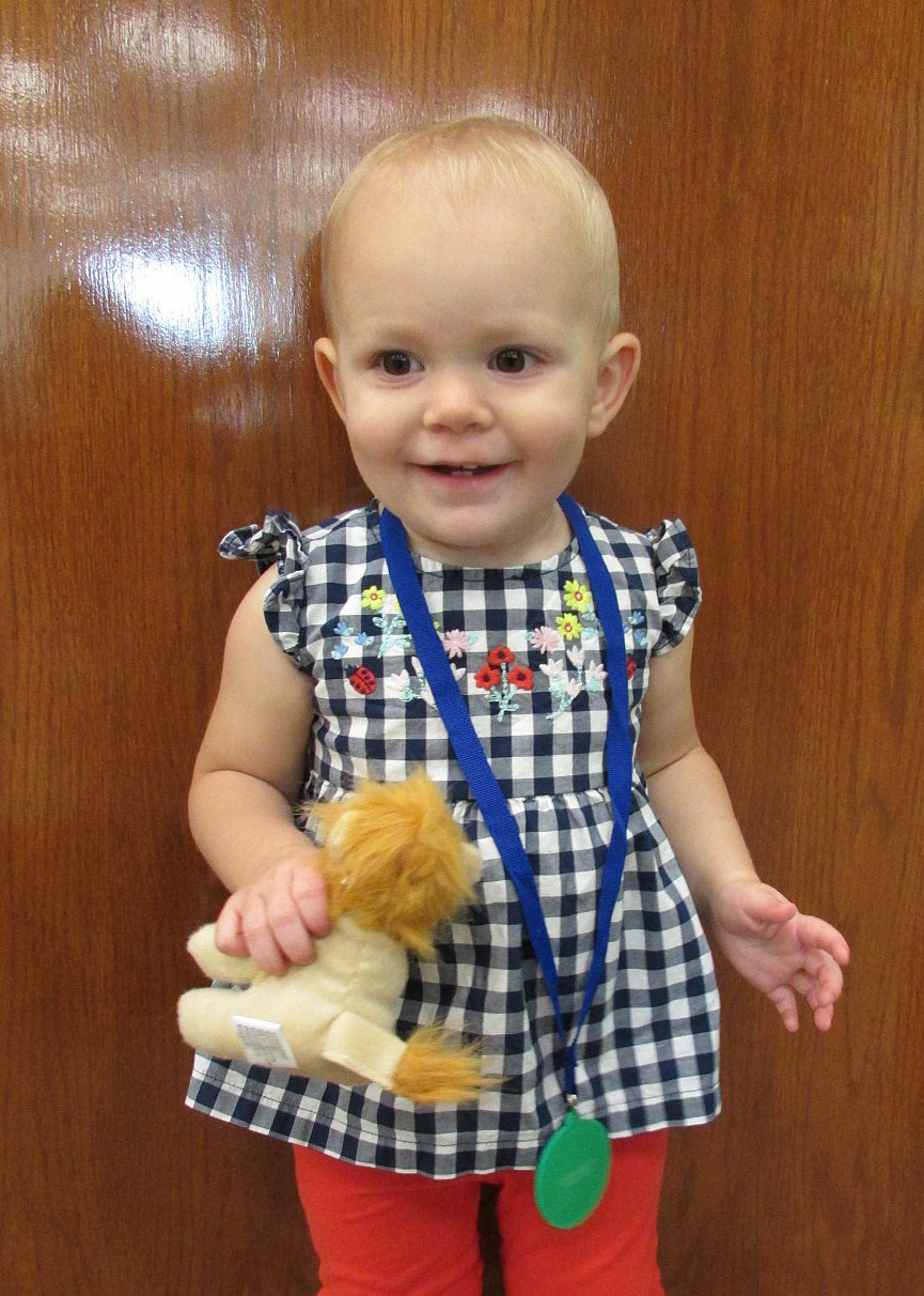 Madelynn Grace Fossnock, age 15 months, has completed the Crawfordsville District Public Library program, 1,000 Books Before Kindergarten. She is the daughter of Mary and Josh Fossnock. Madelynn's favorite book is "Goodnight Moon" by Margeret Wise Brown. Mom said, "Madelynn loves reading and really enjoys all of the wonderful children's programming at the library! Our family appreciates all the digital story times the staff at the library has put together over the last 6 months."