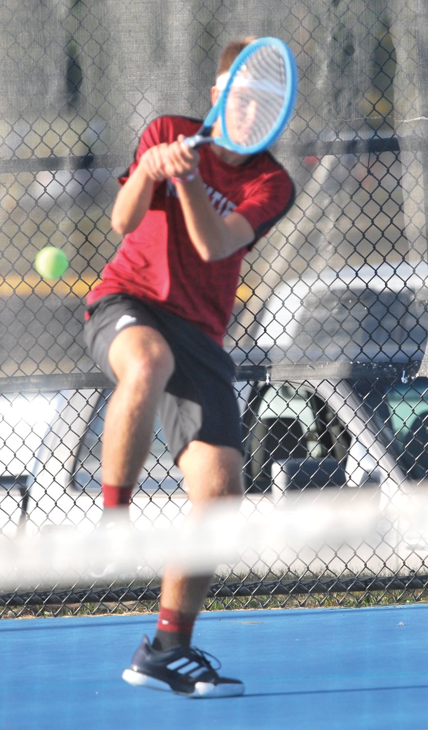 Southmont’s Adam Cox defeated Parke Heritage’s Evan James 6-1, 6-1 at No. 1 singles in the sectional on Wednesday.