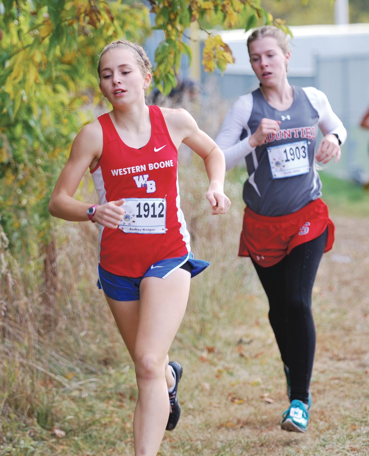 Western Boone's Audrey Knoper and Southmont's Faith Allen finished 1-2 at the Sagamore Conference meet on Saturday.