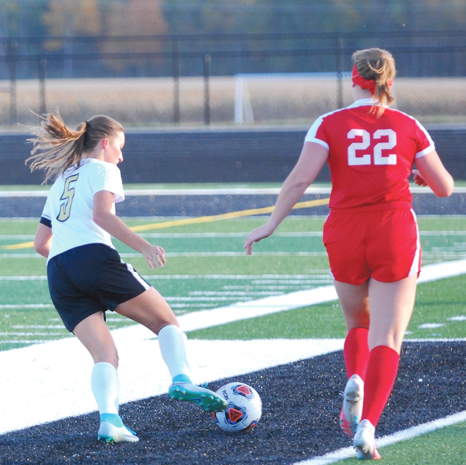 Southmont's Jordan Stanley chases down the ball. The junior scored the go-ahead goal for the Mounties in the first half.