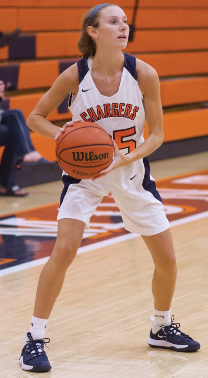 North Montgomery's Grace McClaskey looks to make a move with the basketball.