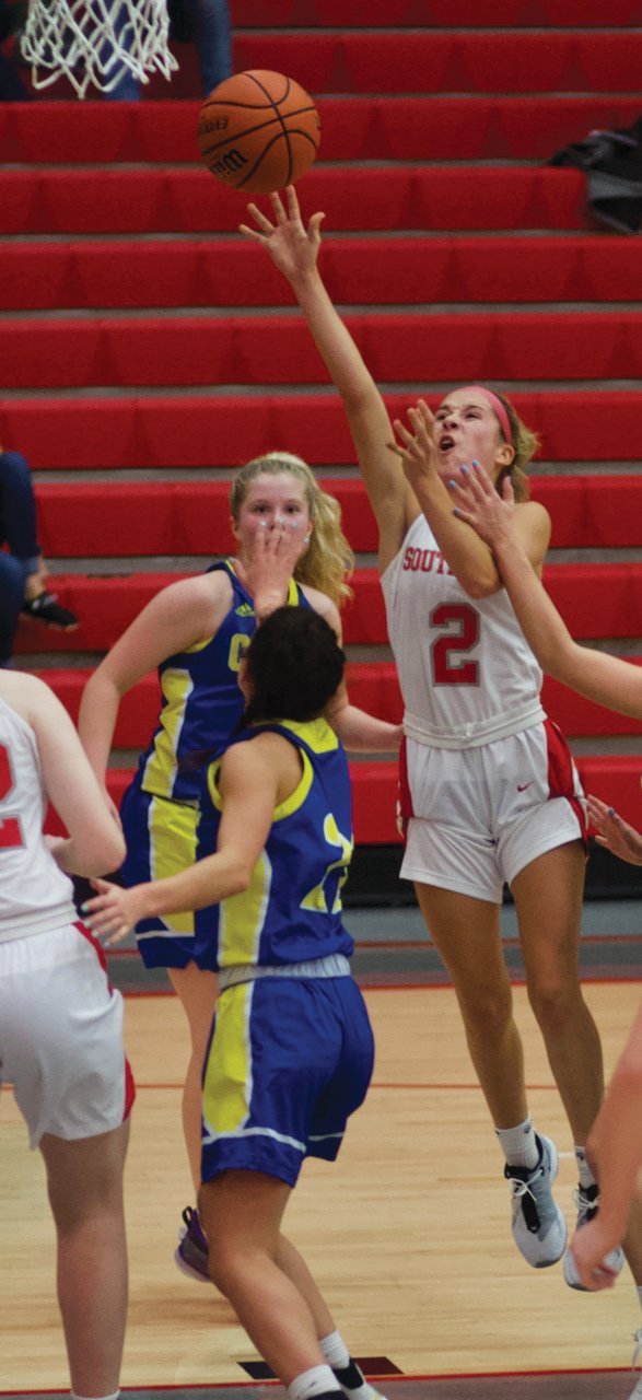Southmont’s Marissa Craig fights for a bucket in the Sugar Creek Classic championship game against Crawfordsville. The senior had five points.