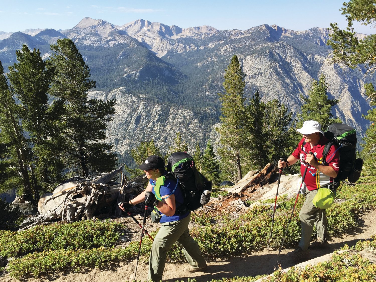 Sue Black Thickett, left, and her husband, John, hike on the John Muir Trail in California. Sue, who lives in Texas, recently completed the Junior Ranger booklets from NICHES Land Trust.