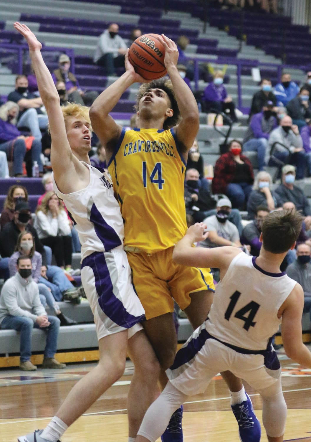 Senior Jesse Hall contributed 15 points in Crawfordsville’s 72-63 win over Greencastle on Tuesday.