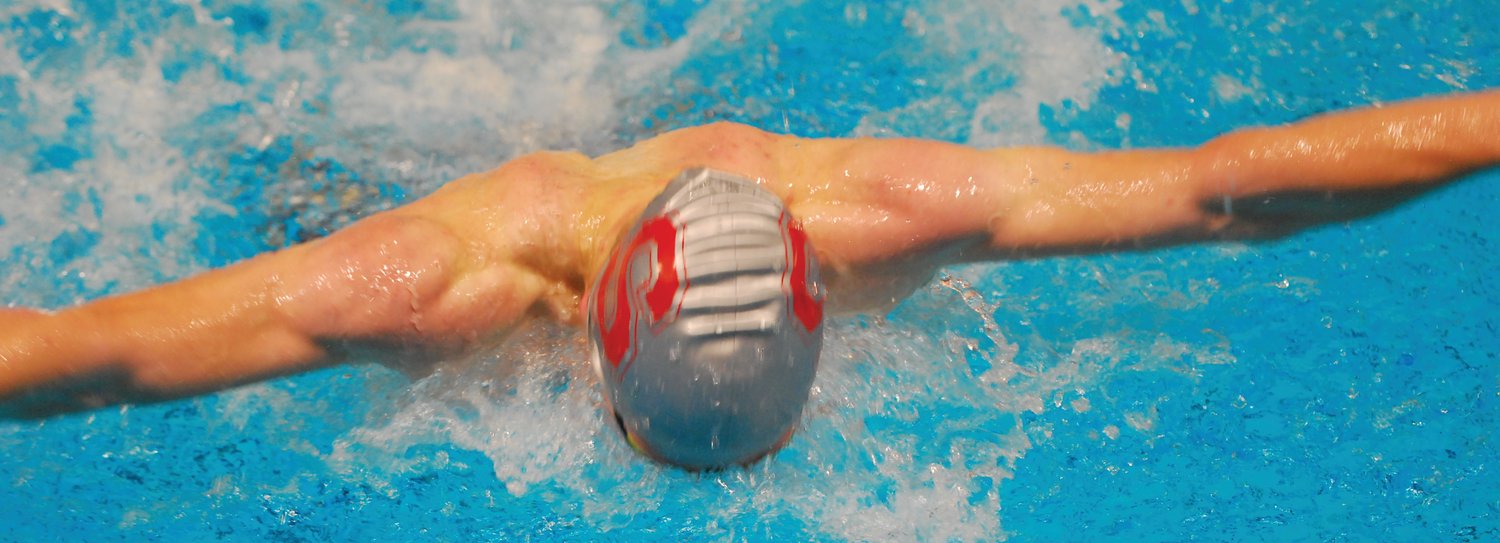 Southmont's Trent Jones swims in the 100 butterfly at the Montgomery County meet on Tuesday night.