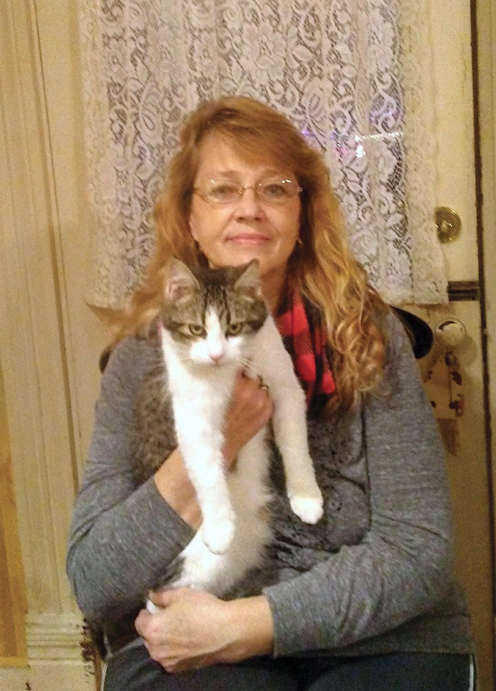 Rhonda Rossok and her cat, Patches.