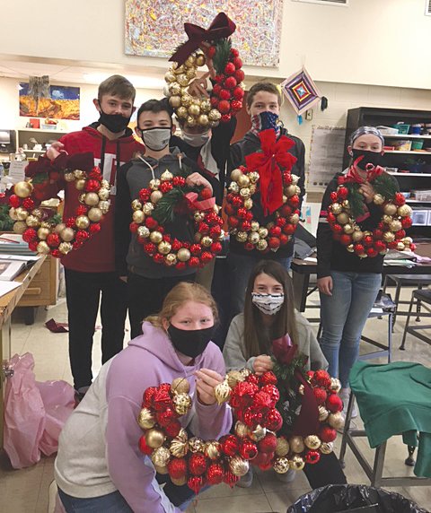 Seventh grade students at Parke Heritage Middle School created Christmas wreaths in Connie McClure