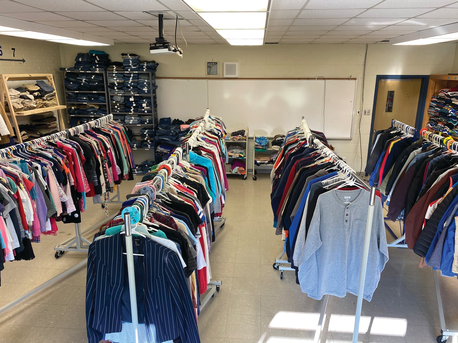 The Mustang Mall has an assortment of clothes and hygiene products for students in need.